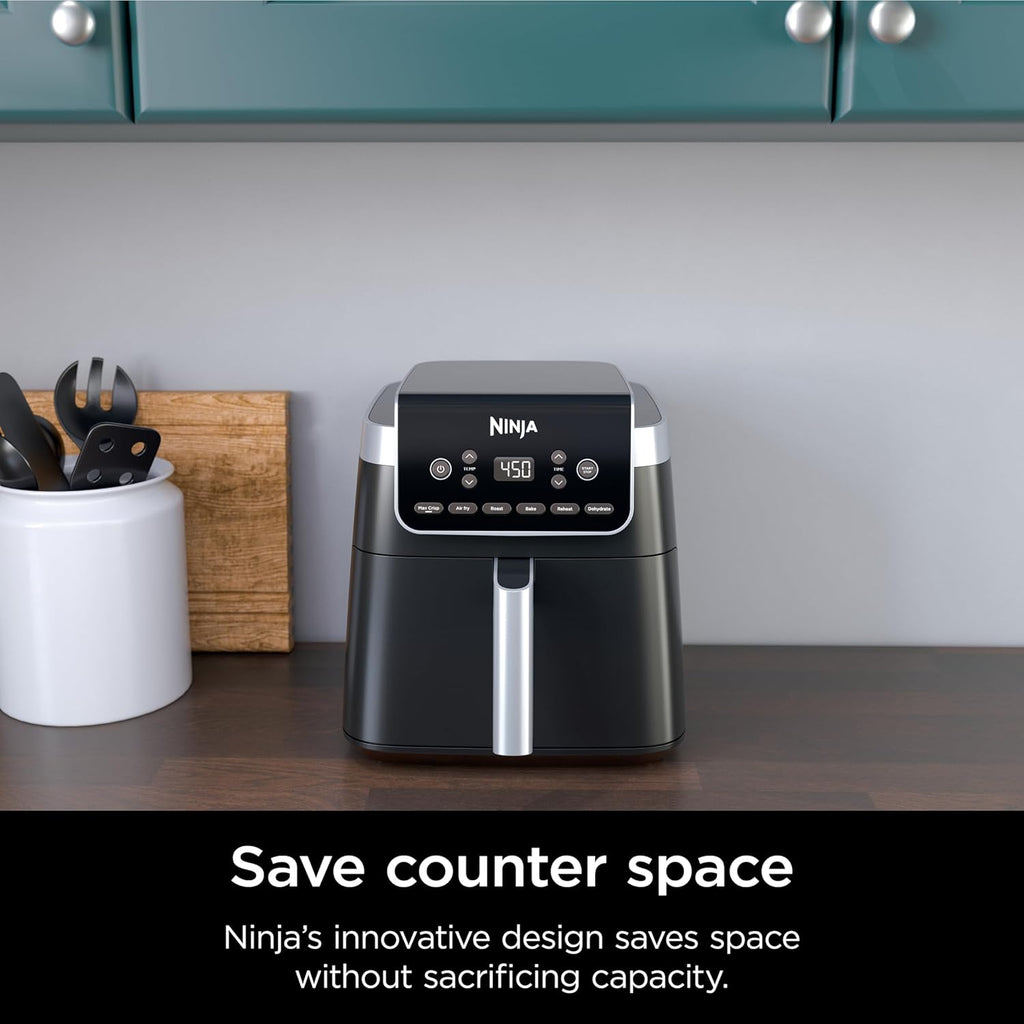 Ninja Air Fryer Pro 4-in-1 with 5 QT Capacity, Air Fry, Roast, Reheat, Dehydrate, Air Crisp Technology with 400F for hot, 120 Volts, Nonstick Basket & Crisper Plate, Grey, AF141 wourant