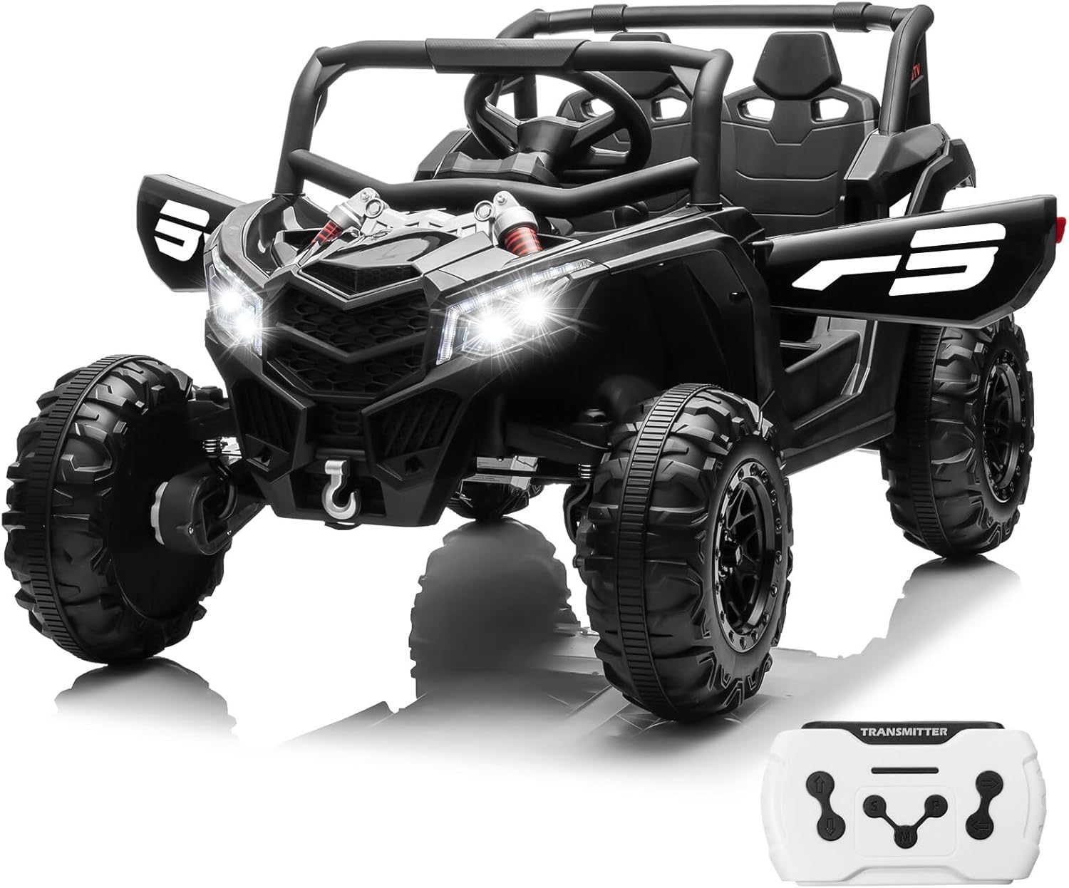 JOYRACER Kids Remote Control Car with 4 x 150W Motors, Shock Absorbers, Bluetooth, MP3 Player, and Headlights wourant