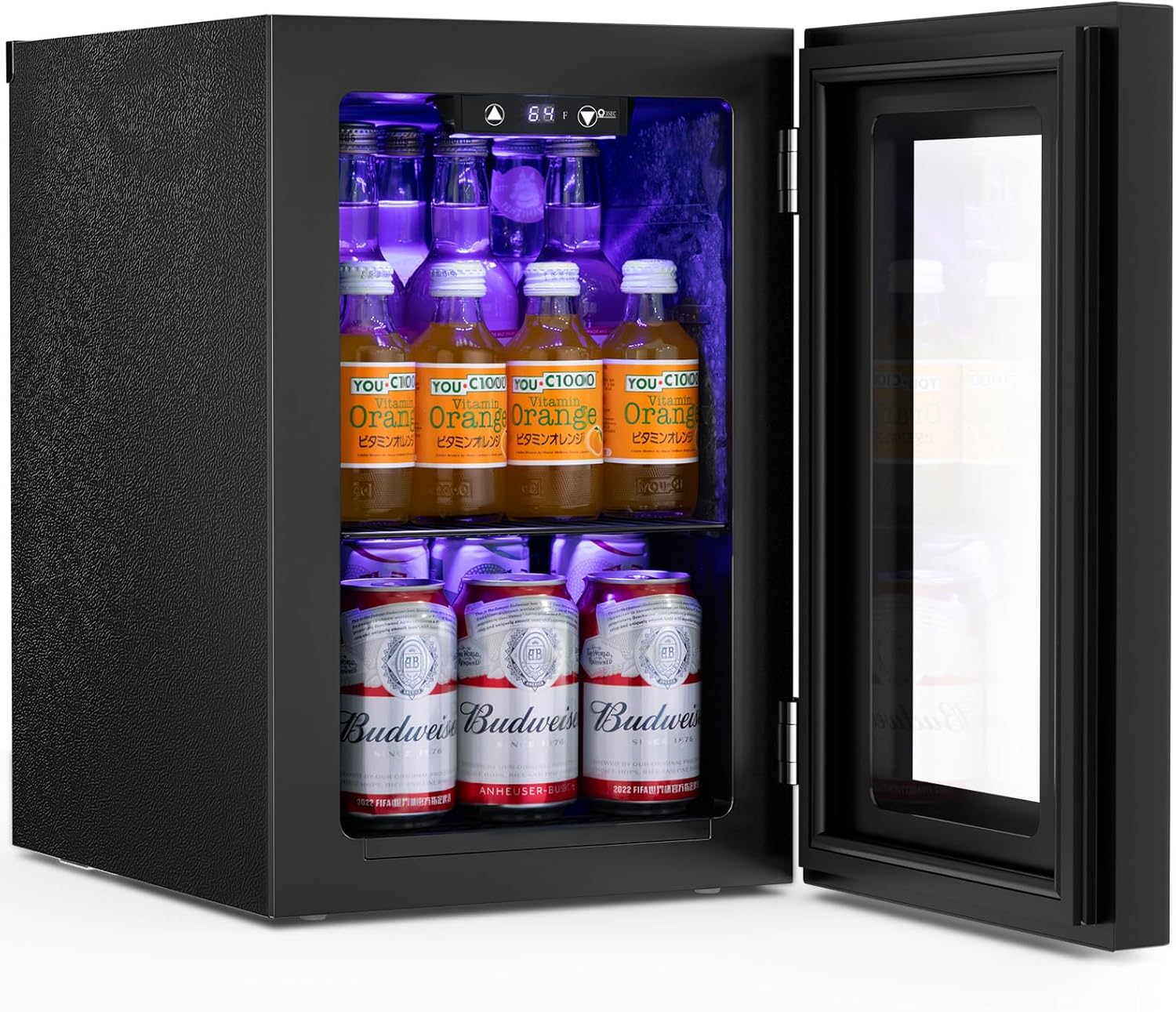 Antarctic Star Beverage Refrigerator Cooler 68 Can, Mini Fridge with Glass Door for Beer Drinks Wine,Freestanding Small Fridge with Electronic Temperature Control for Home and Bar,1.7 cu.ft wourant