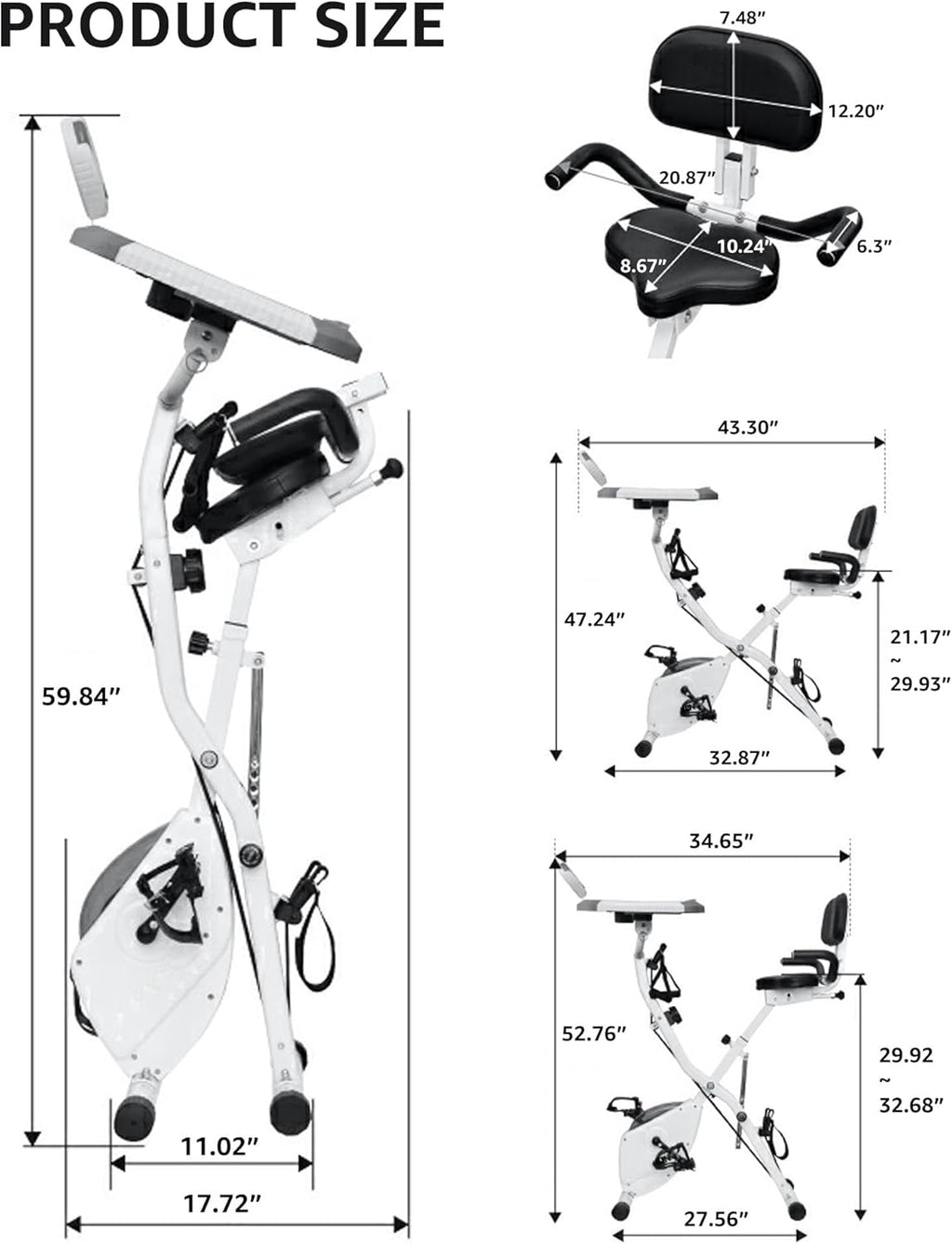 Foldable Exercise Bike Stationary Bikes for Home, 5 IN 1 Indoor Workout Bike, Cycling Bike with 16-Level Quiet Magnetic Resistance, 6.6 LBS Flywheel and 300LBS Capacity, 2025 Designed 817 X-bike wourant