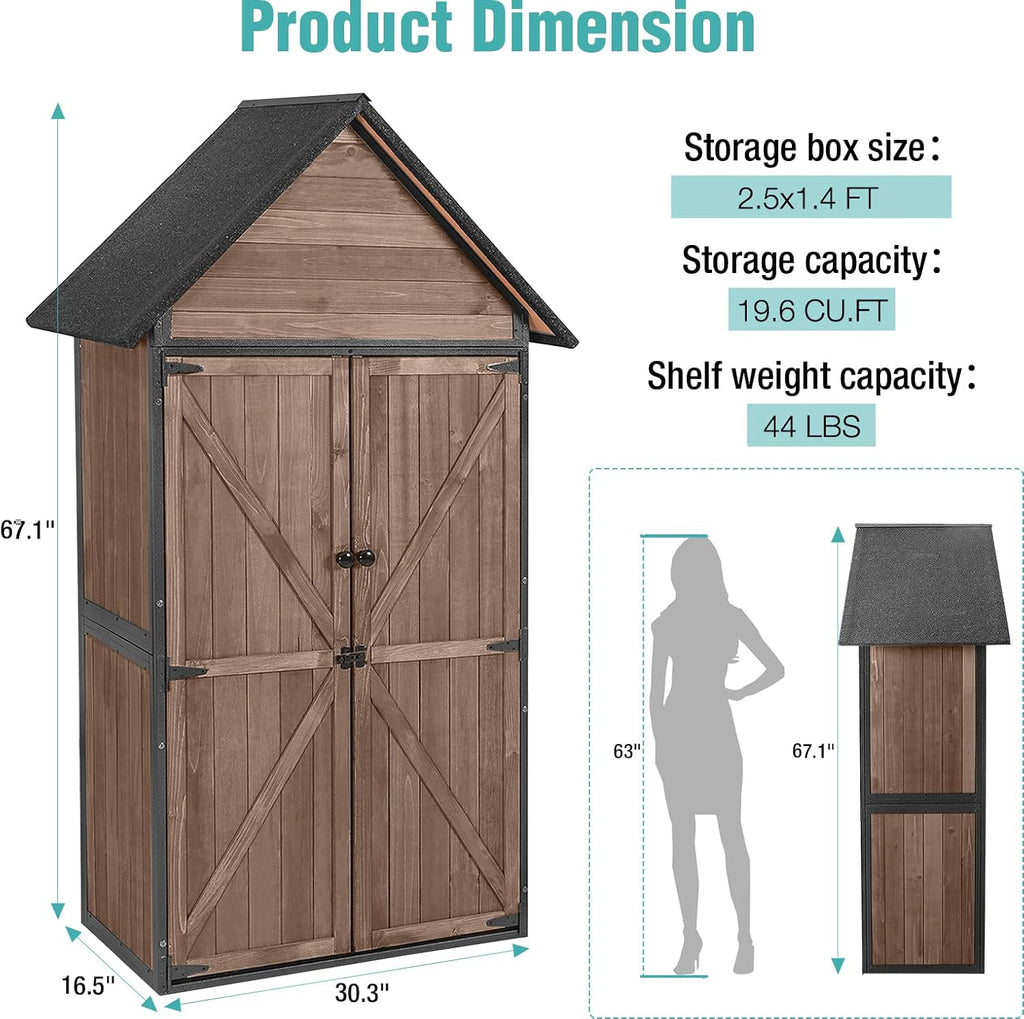 Sheds Outdoor Storage Garden Shed with Metal Frame Structure and Adjustable Shelves wourant