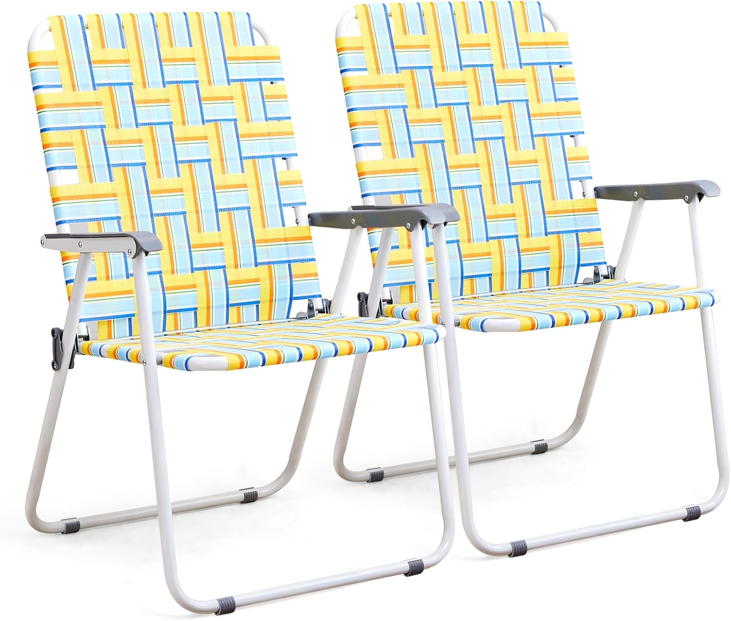 VINGLI Patio Lawn Webbed Folding Chairs Set of 2, Outdoor Beach Portable Lawn Chair Camping Chair Beach Chair wourant