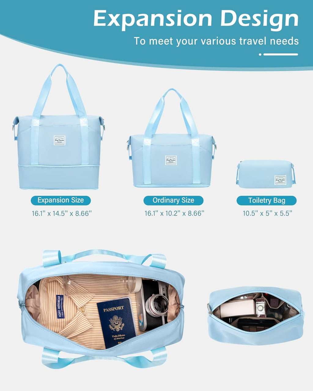 LONG VACATION 6 Piece Luggage Set Carry on Suitcase with ABS+PC hardshell, Spinner Wheels & YKK Zipper TSA Lock wourant
