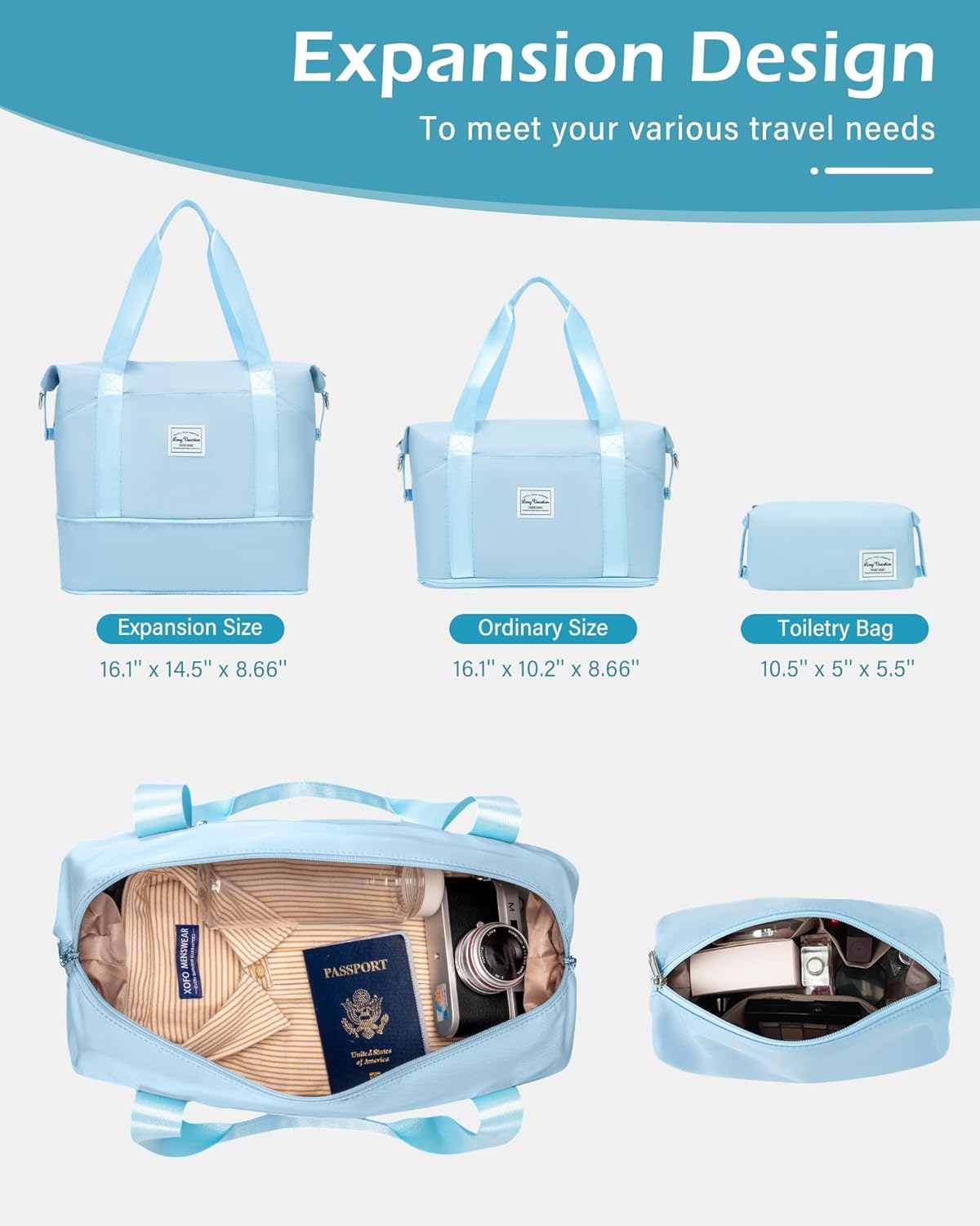 LONG VACATION 6 Piece Luggage Set Carry on Suitcase with ABS+PC hardshell, Spinner Wheels & YKK Zipper TSA Lock wourant