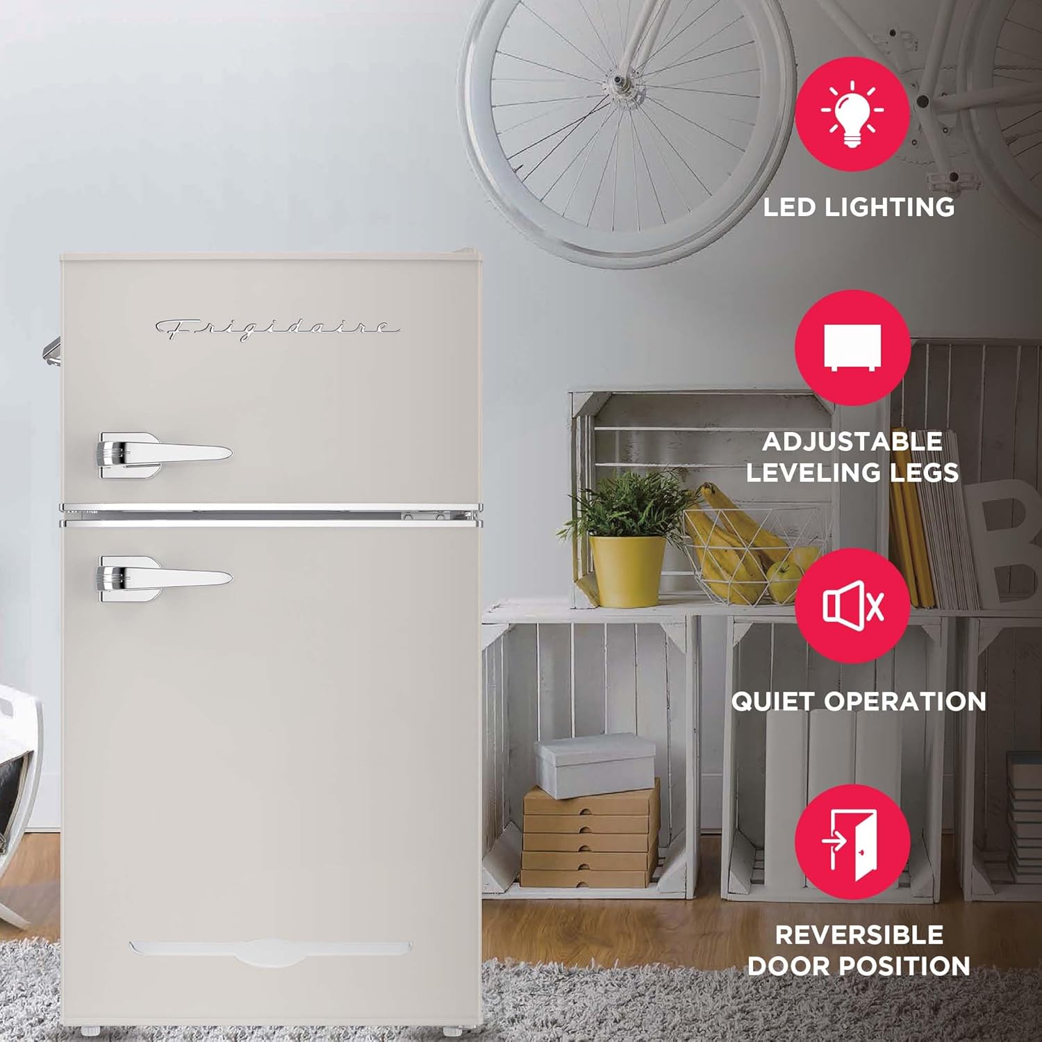 Frigidaire Retro Mini Fridge with Freezer Side Bottle Opener-Small 2 Door Refrigerator Office Bar wourant