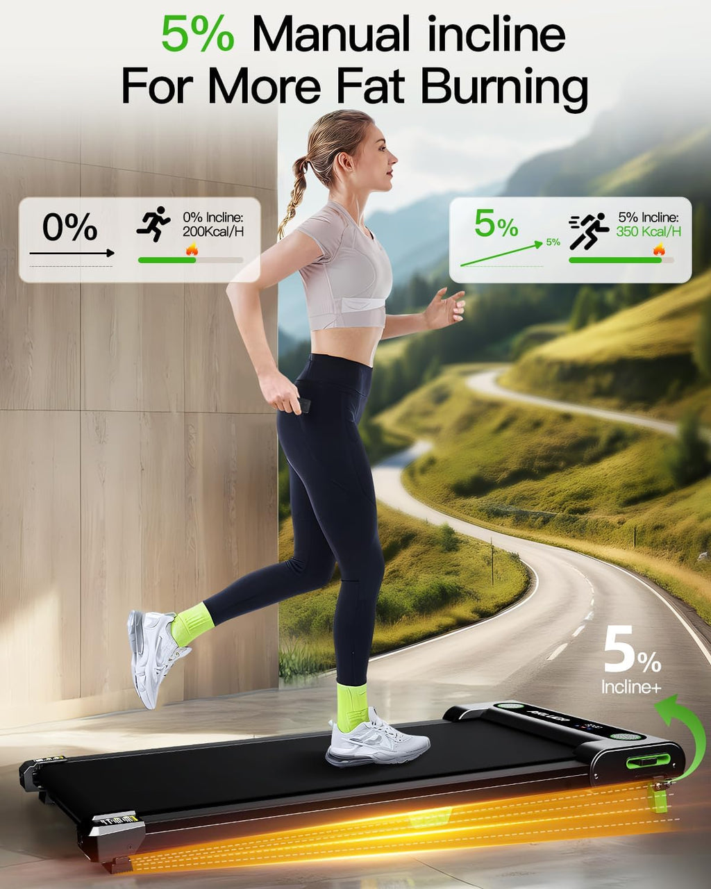 Akluer Inclined Home Treadmill 2.5 HP Small Under-Desk Treadmill with Remote Control and LED Display wourant