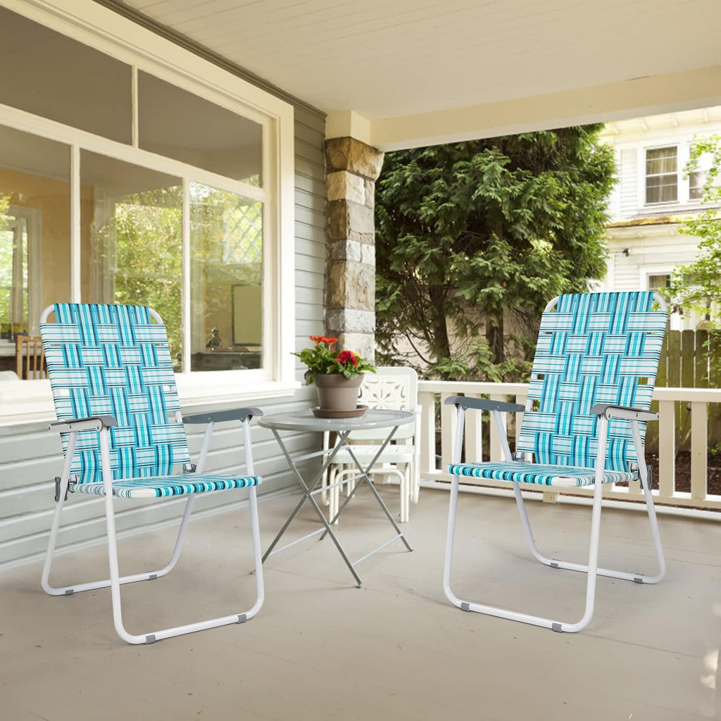 VINGLI Patio Lawn Webbed Folding Chairs Set of 2, Outdoor Beach Portable Lawn Chair Camping Chair Beach Chair wourant