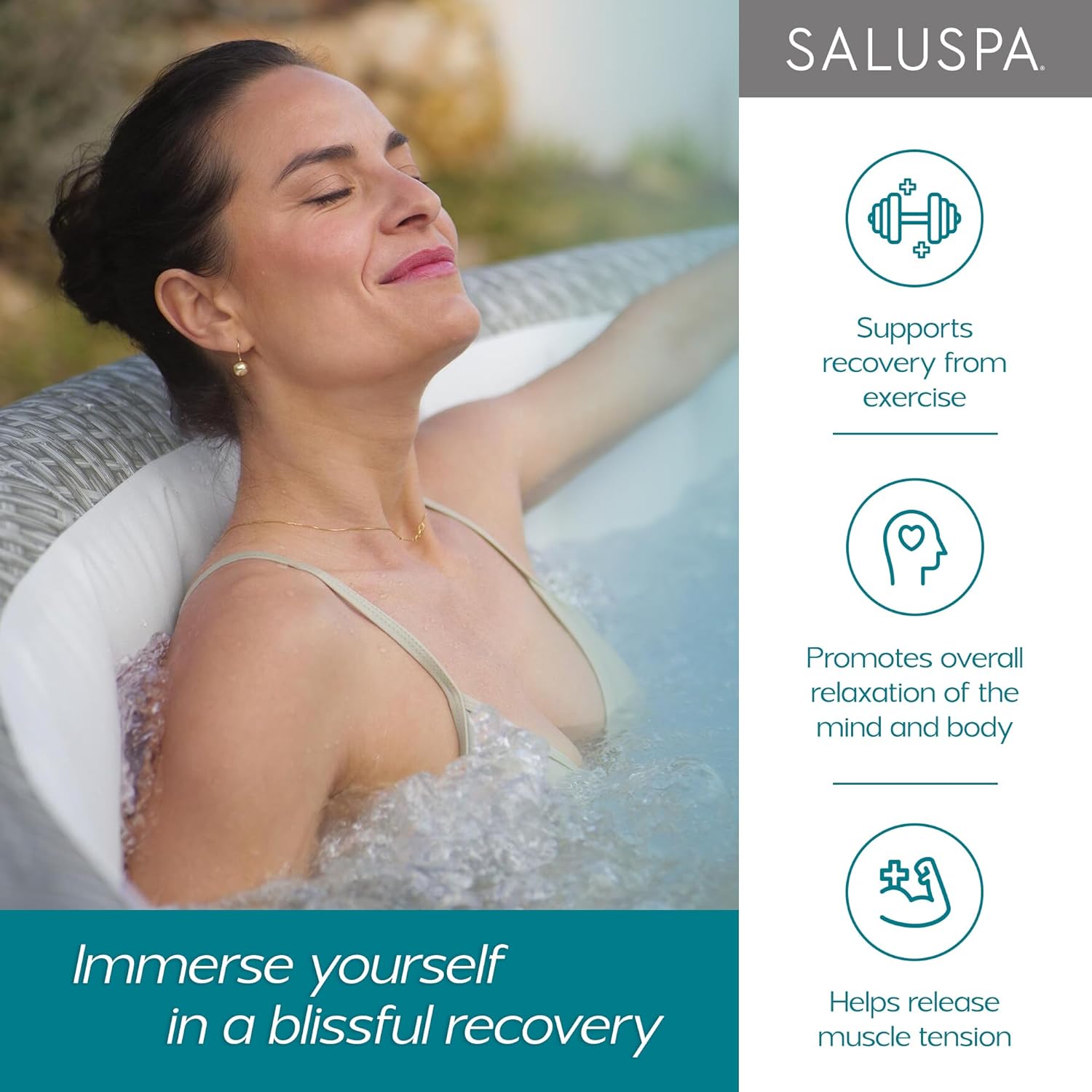 SaluSpa Aruba AirJet Large Round 2 to 3 Person Inflatable Hot Tub Portable Outdoor Spa with 110 AirJets and EnergySense Cover, Grey wourant