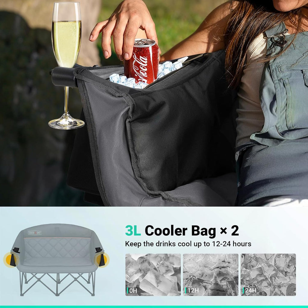 Extra Large Double Camping Chair - 2 Person Comfortable Sofa Chair Adult Loveseat - Heavy Duty Lawn Chair wourant