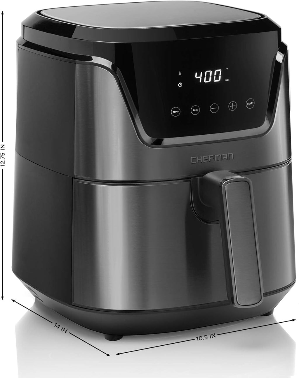 Chefman 6-Quart Double Basket Air Fryer with Easy View Window uses two separate 3-quart nonstick pans. wourant
