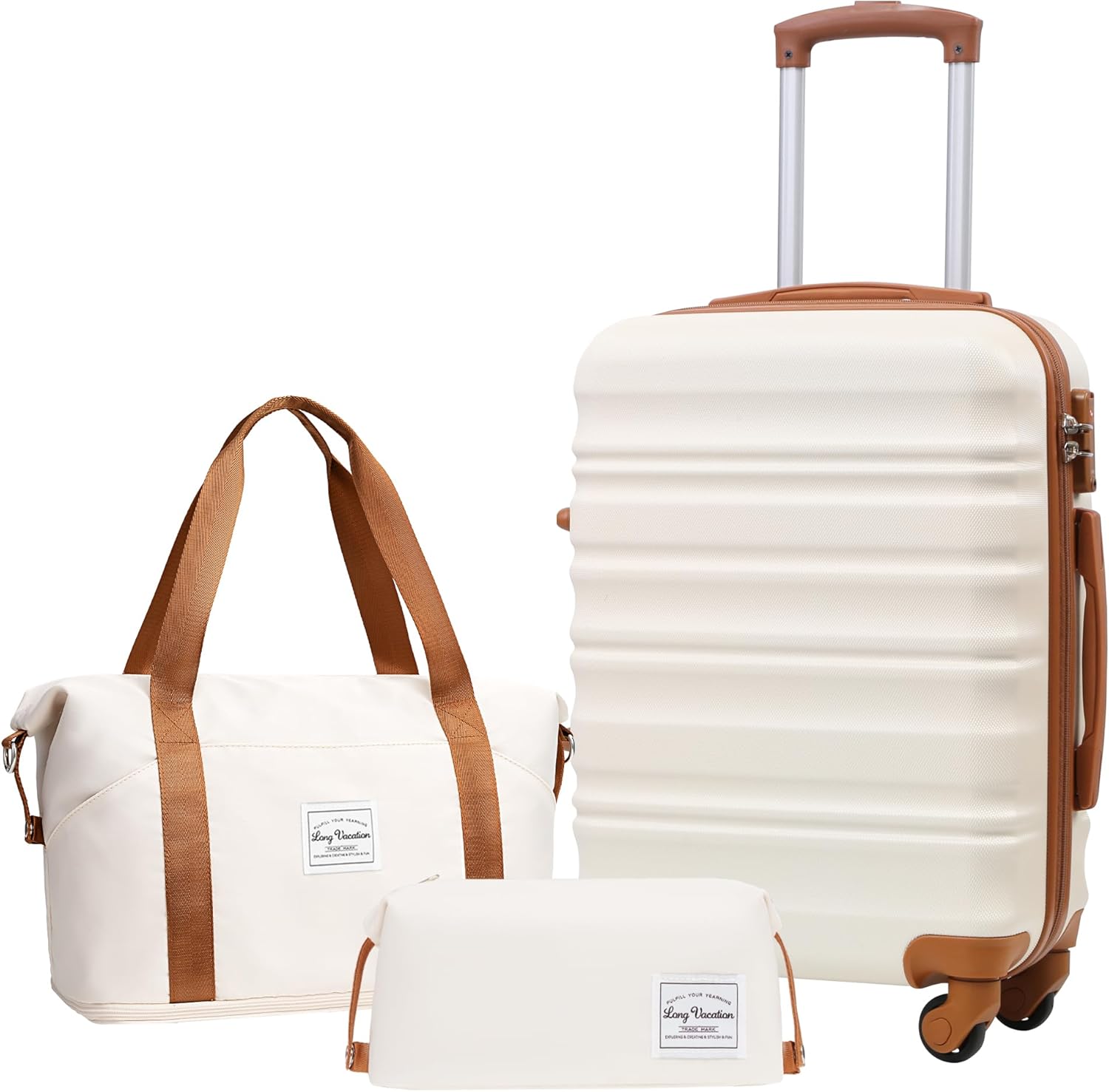 LONG VACATION 6 Piece Luggage Set Carry on Suitcase with ABS+PC hardshell, Spinner Wheels & YKK Zipper TSA Lock wourant