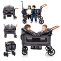 Wagon Stroller for 2 Kids & Cargo-Travel Stroller Push-Pull Double Wagon Lightweight Folding Stroller for Newborn&Toddler with 5-Point Harness,Adjustable Handle Bar and Canopy,Tray Table,Cup Holder wourant