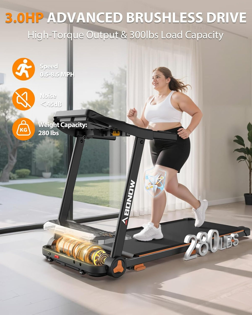 Foldable Treadmill for Home with Incline Extra Large Dual LED Screen Home Office Treadmills wourant