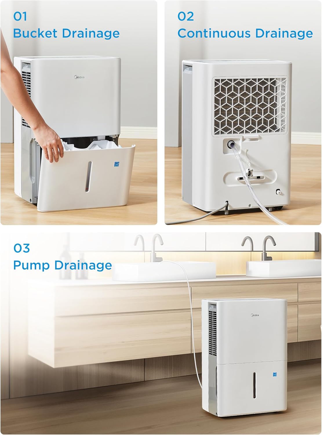Midea 4,500 Sq. Ft. Dehumidifier With Pump Included, Energy Star Certified, 50 Pint - Ideal For Basements, Large & Medium Sized Rooms, And Bathrooms (White) wourant