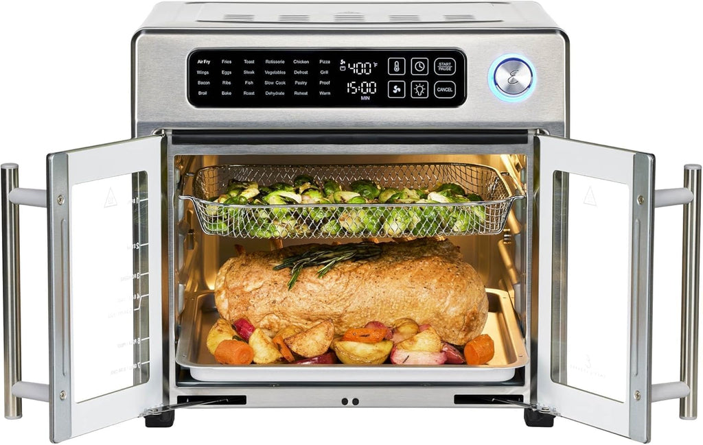 Extra Large French Door Air Fryer Toaster Oven Combo 24 Cooking Functions Digital Controls wourant
