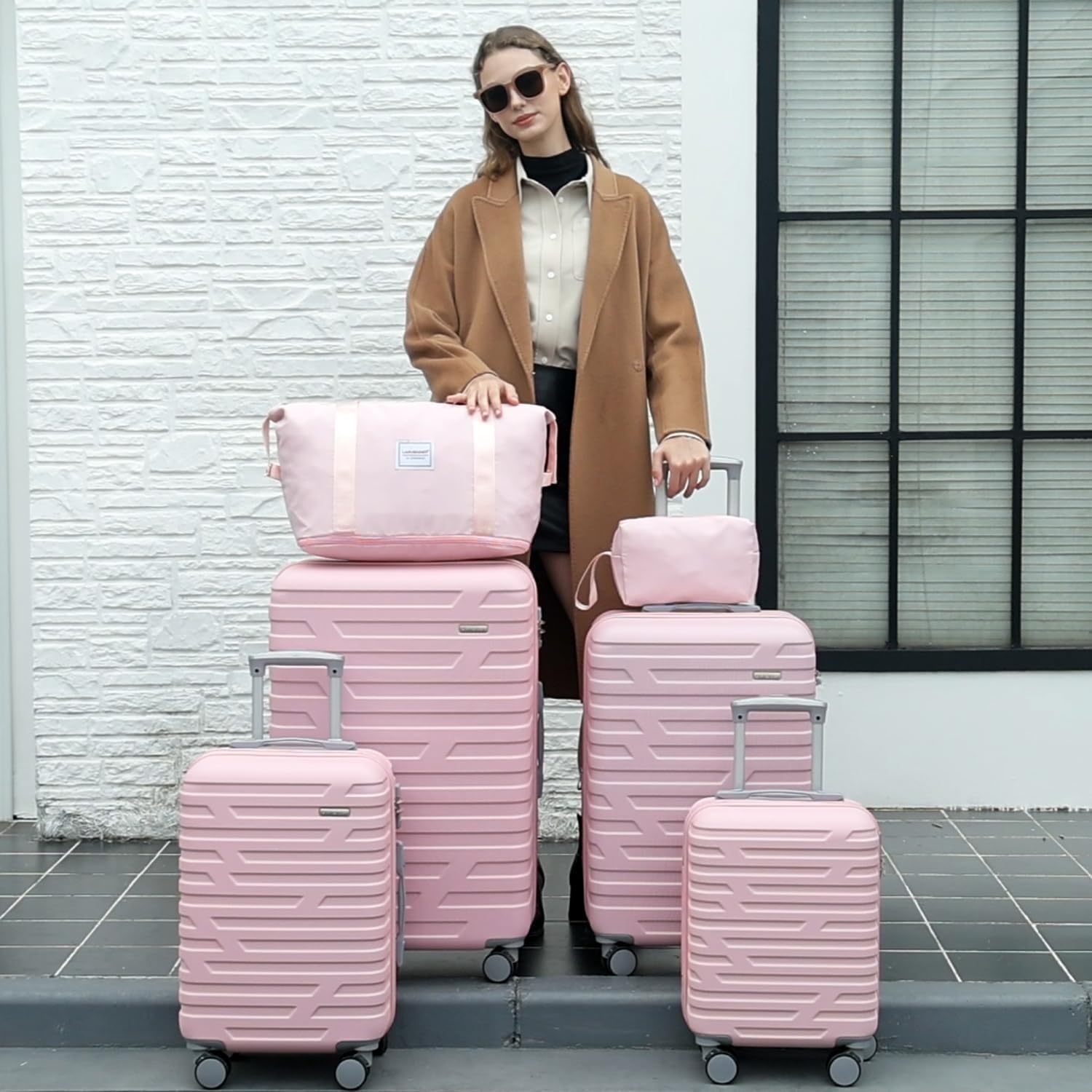 Luggage 6-piece hardshell expandable suitcase lightweight travel carry-on luggage set wourant