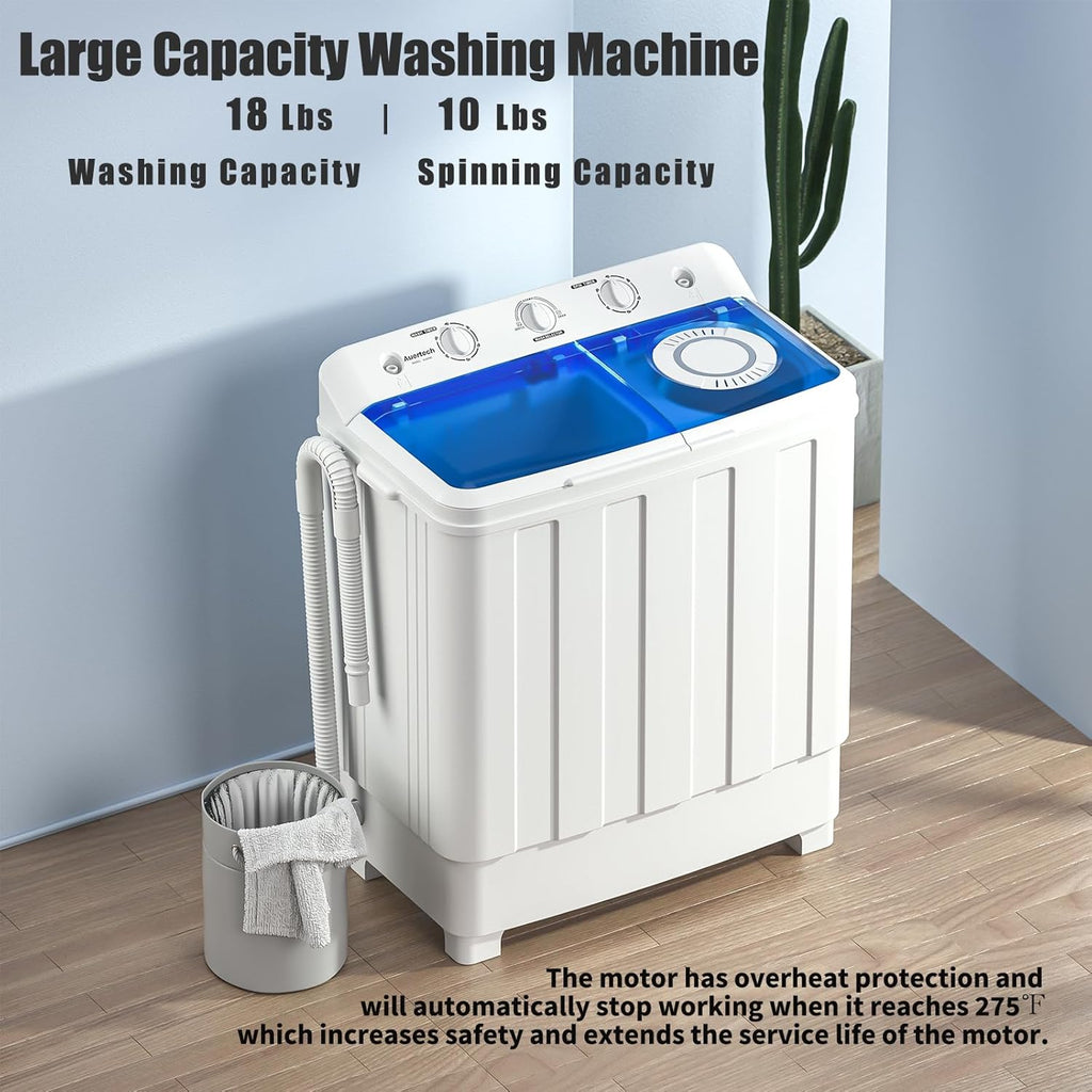 Auertech Portable Washing Machine 28lb Twin Tub Washing Machine Mini Compact Washing Machine with Drain Pump wourant