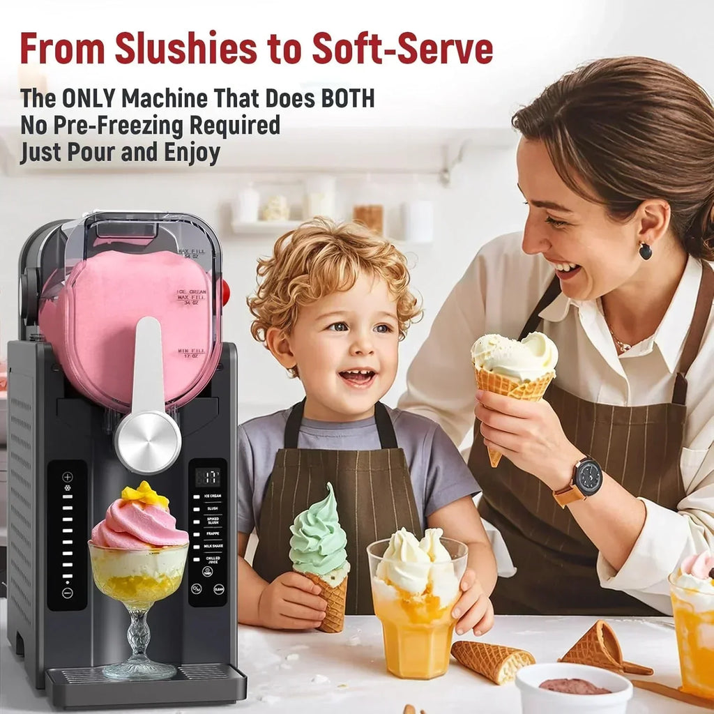 Slushie Machine No Ice Needed All-in-One Slushy Maker for Home Real-Time Temp Display wourant