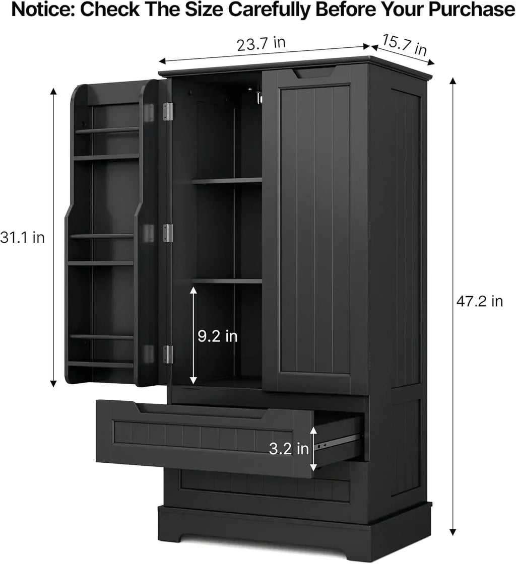 Gizoon Kitchen Pantry Cabinet with Drawers Freestanding Bathroom Storage Cabinet with Doors wourant