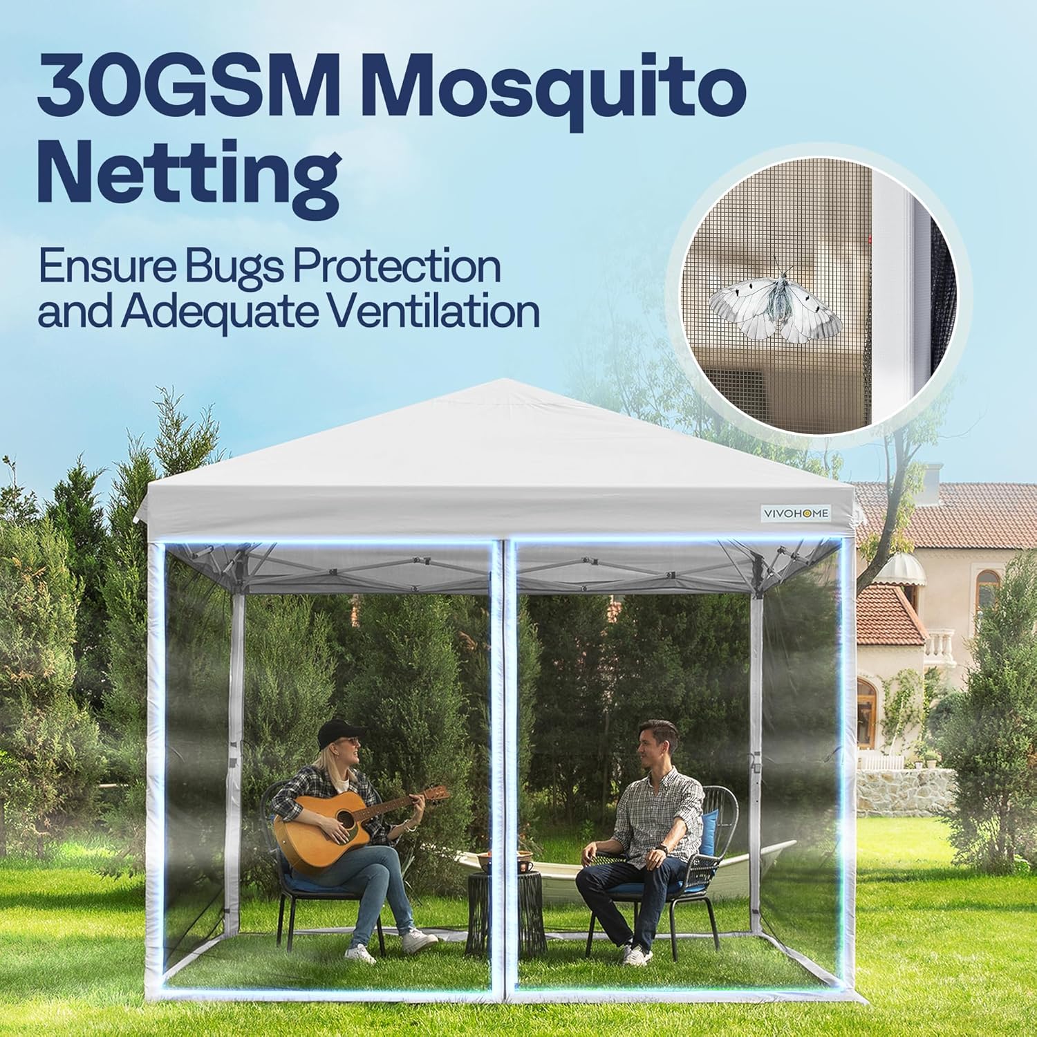 10x10ft Easy Pop-Up Canopy Outdoor Screen Tent with Mosquito Netting 2 Zipper Doors Roller Bag wourant