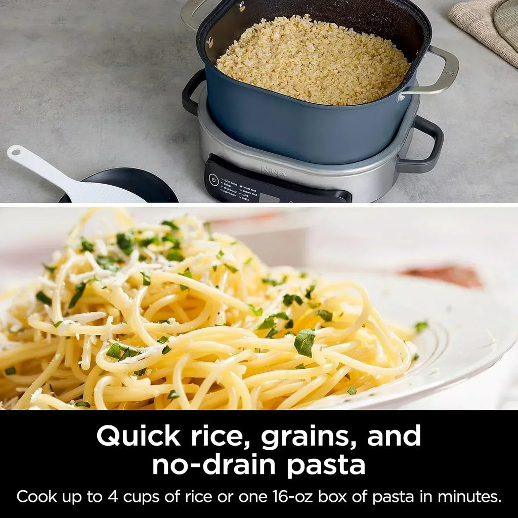 Ninja Slow Cooker 8.5 Quart Multi Cooker with Dutch oven steamer glass lid with integrated spoon wourant