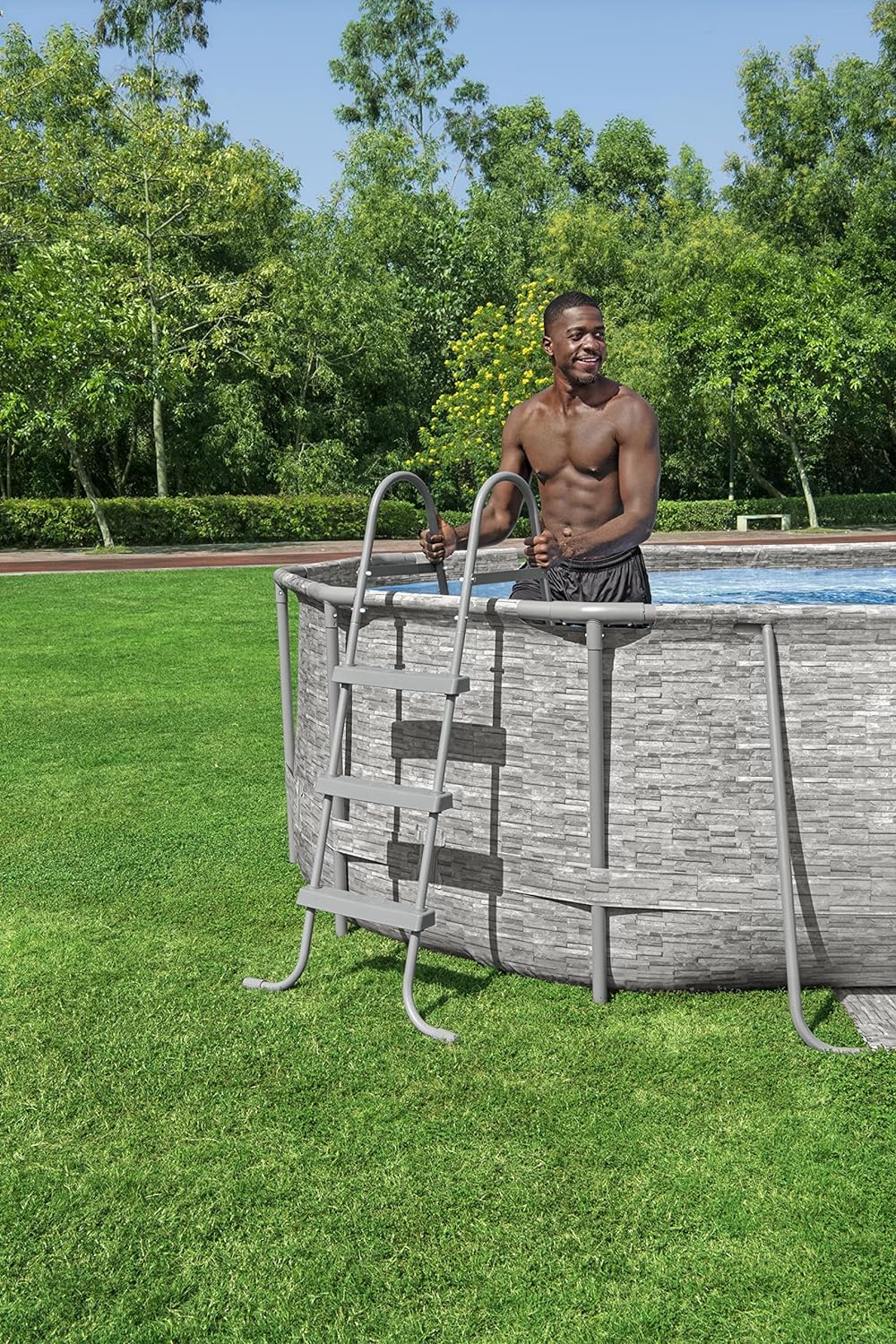 Power Steel 14' x 8'2" x 39.5" Oval Above Ground Pool Set Includes 530gal Filter Pump Ladder wourant
