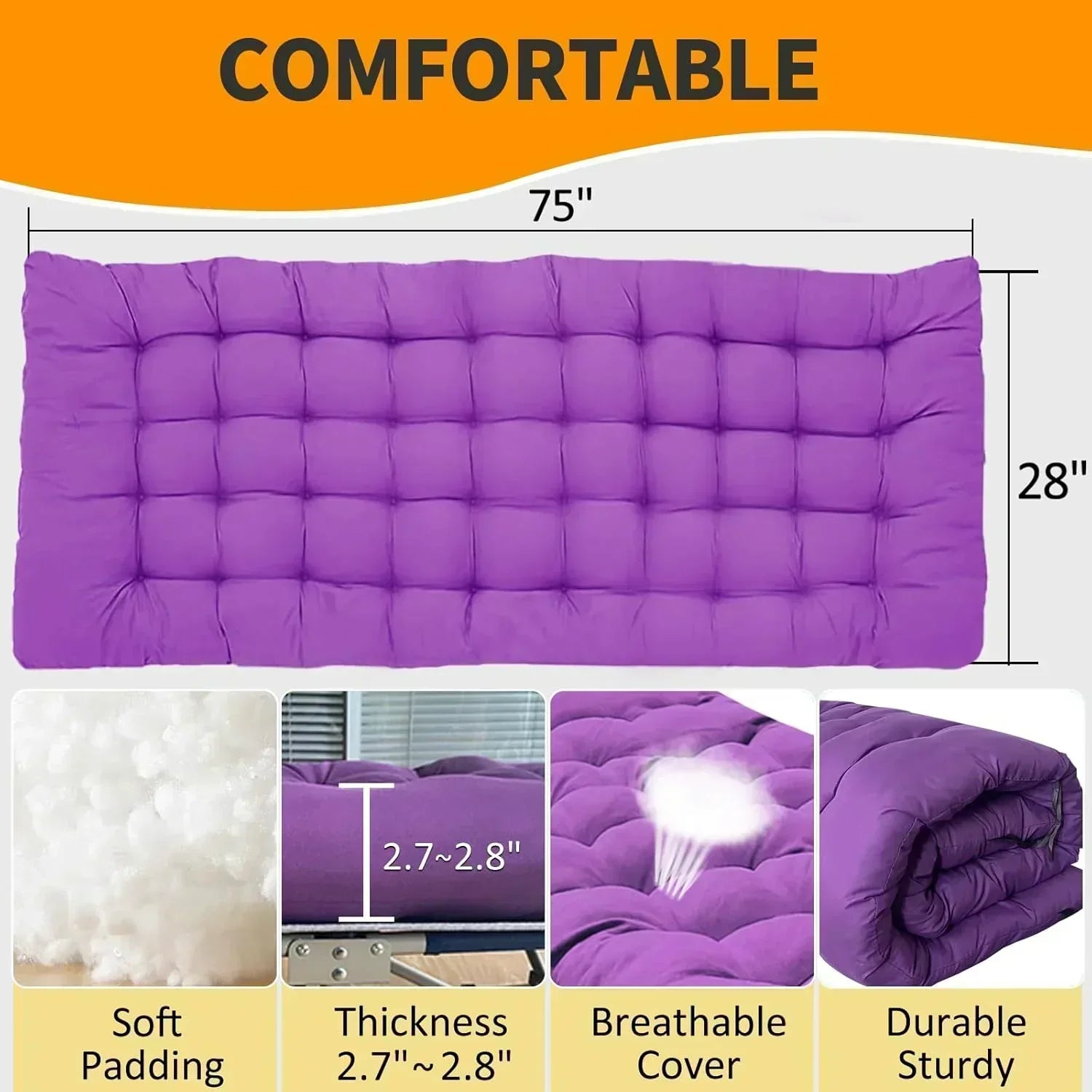 2-Pack Camping Cots with Mattress Comfortable Folding Bed Heavy Duty Baby Cot wourant