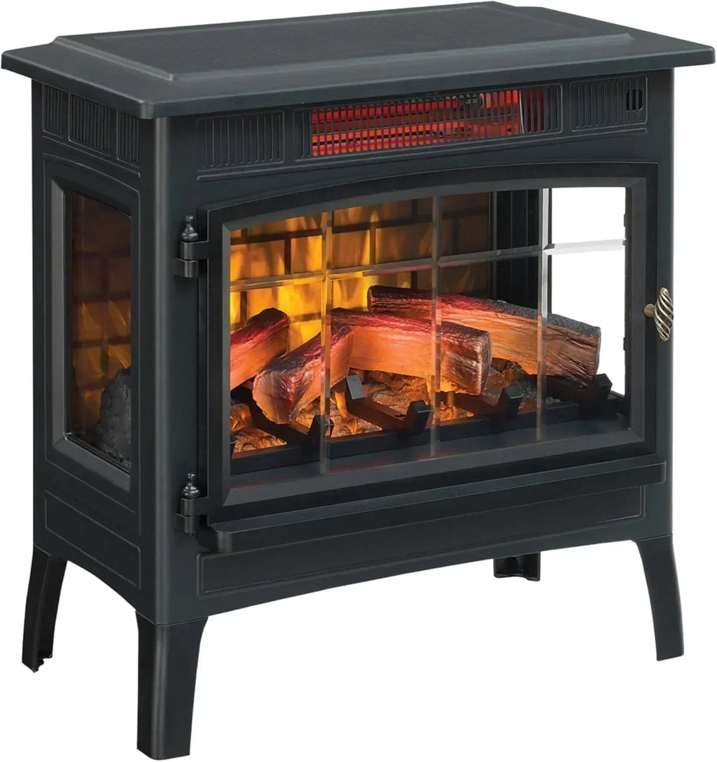 Freestanding Electric Fireplace Stove Heater with 3D Flame Effect for 1000 Sq. Ft wourant