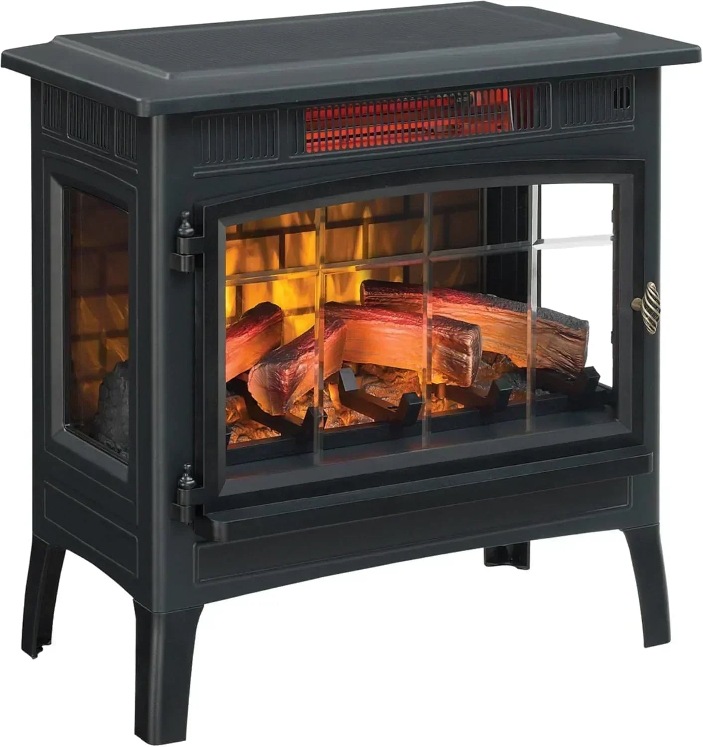 Freestanding Electric Fireplace Stove Heater with 3D Flame Effect for 1000 Sq. Ft wourant