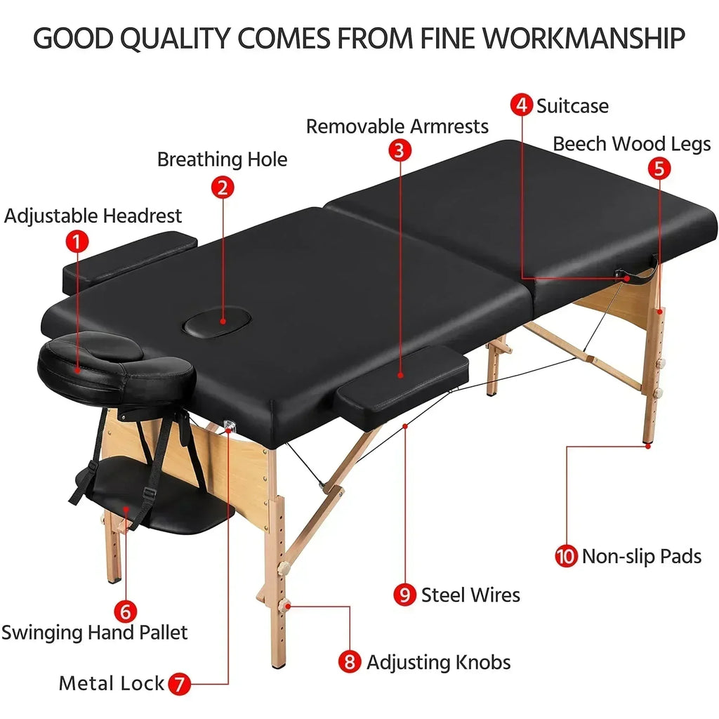 Yaheetech Massage Table Portable Lash Beds Spa Bed Massage Couch Foldable Spa Tables wourant