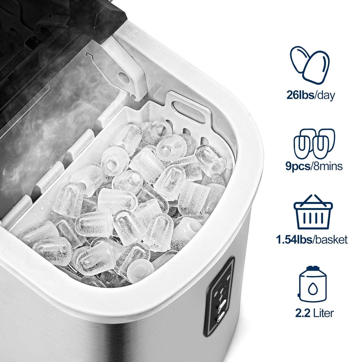 EUHOMY Nugget Ice Maker Countertop with Handle Ready 34lbs Per Day Removable Top Cover wourant