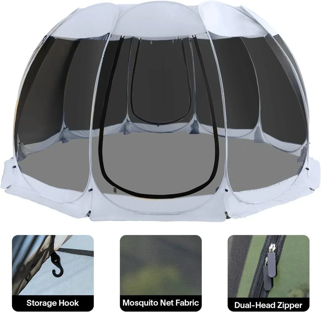 Screen gazebo sleeps 6-10-15 people Igloo-style canopy tent mosquito net on the sides Perfect wourant