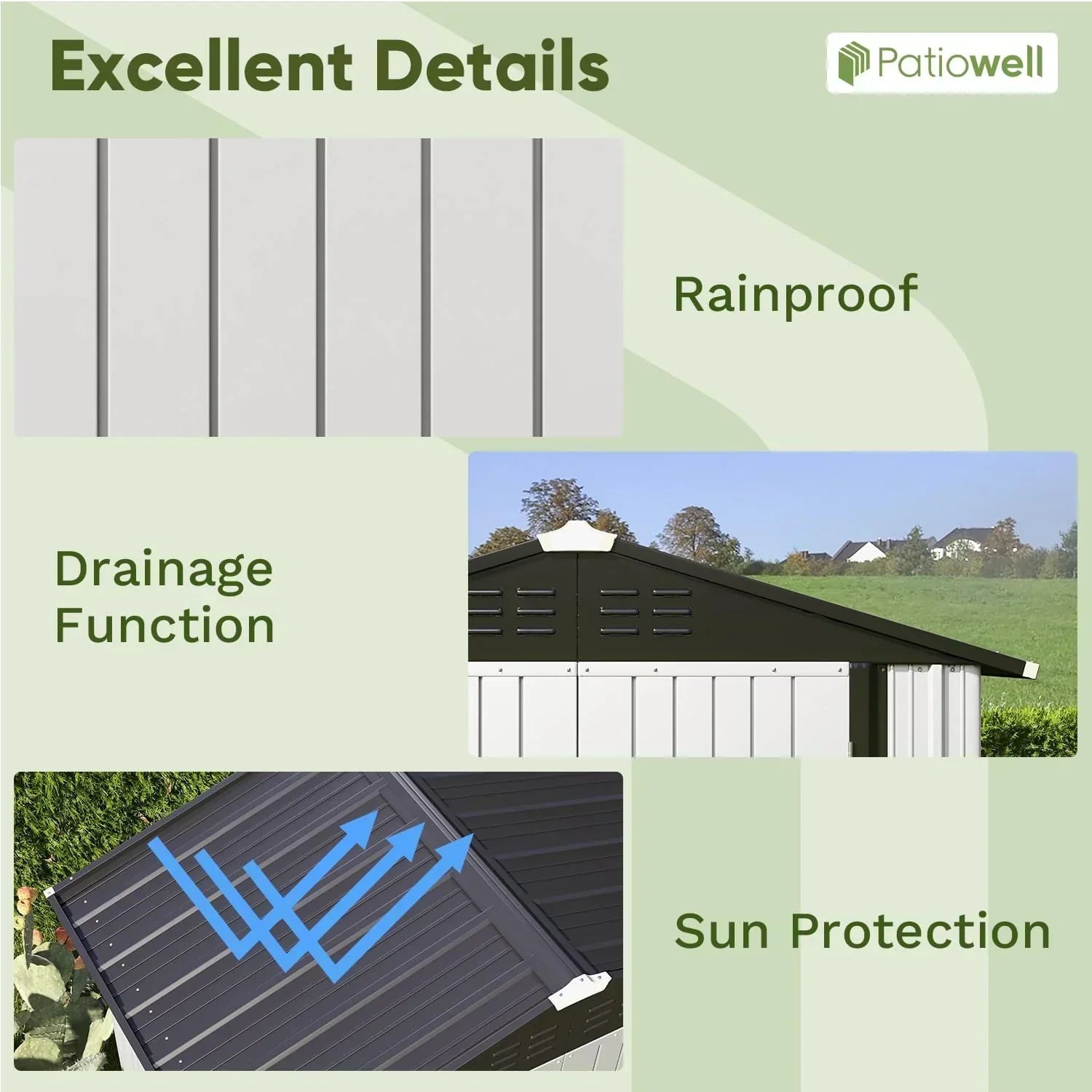 Patiowell 5x3 FT Outdoor Storage Shed Tool Shed with Sloping Roof and Lockable Door Metal Shed wourant