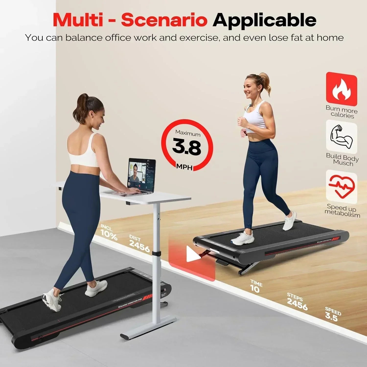 Sperax Walking Vibration Pad with APP 3 in 1 Under Desk Treadmill Walking Treadmill Pad wourant