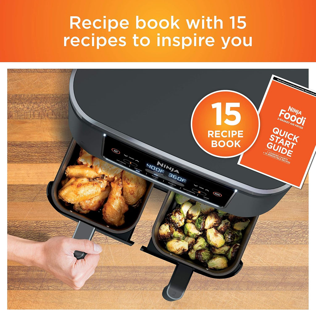 Ninja Foodi 6-in-1 FlexBasket Air Fryer with 7 QT MegaZone Basket Divider for Large Proteins wourant