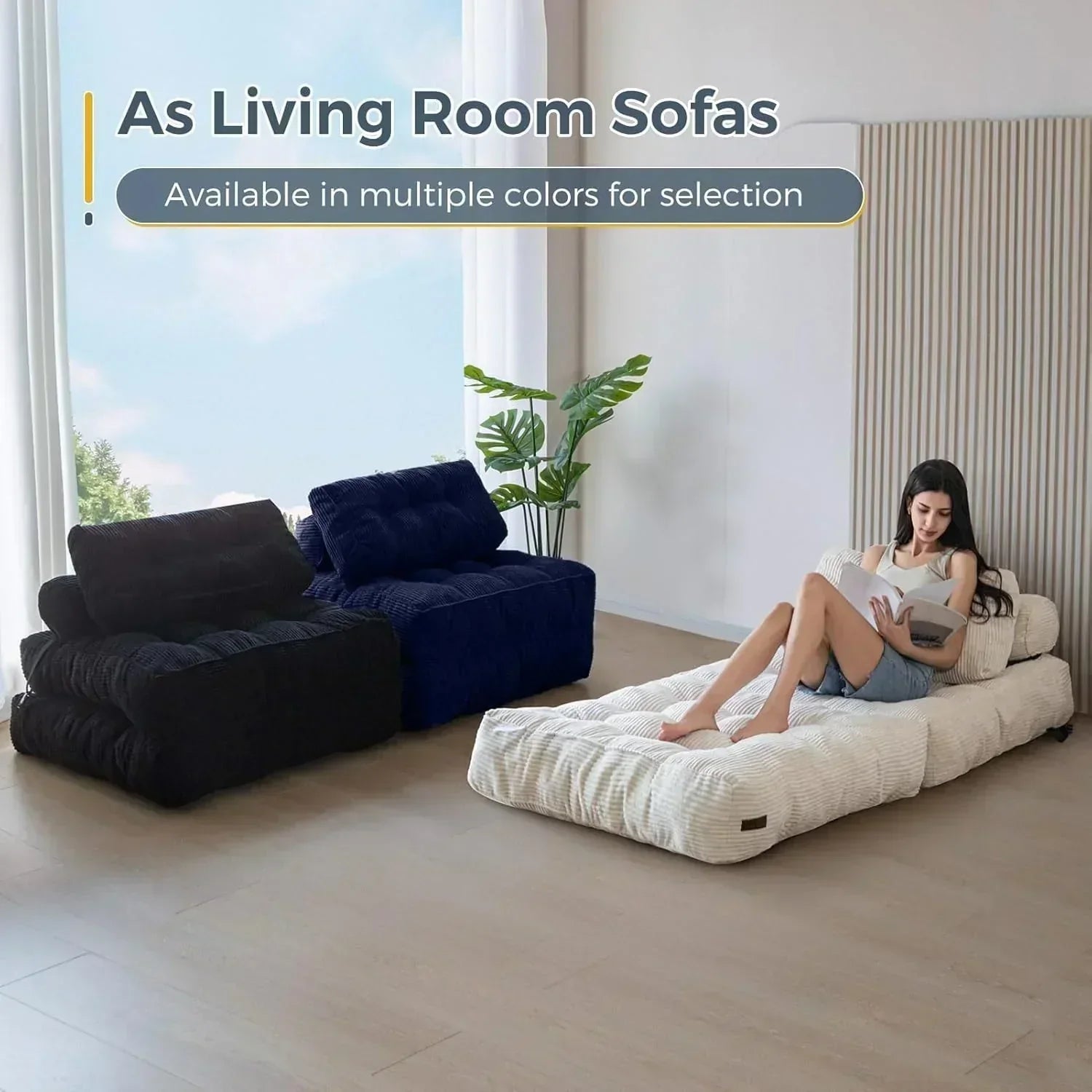 MAXYOYO Folding Sofa Bed Convertible Sleeper Chair with Pillow Foldable Mattress with Back Support wourant