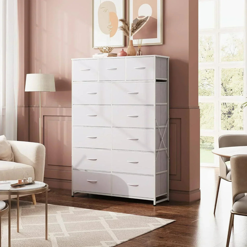 WLIVE Storage Organizer Unit with 13 Fabric Bins Storage Drawers Organizer with Steel Frame wourant