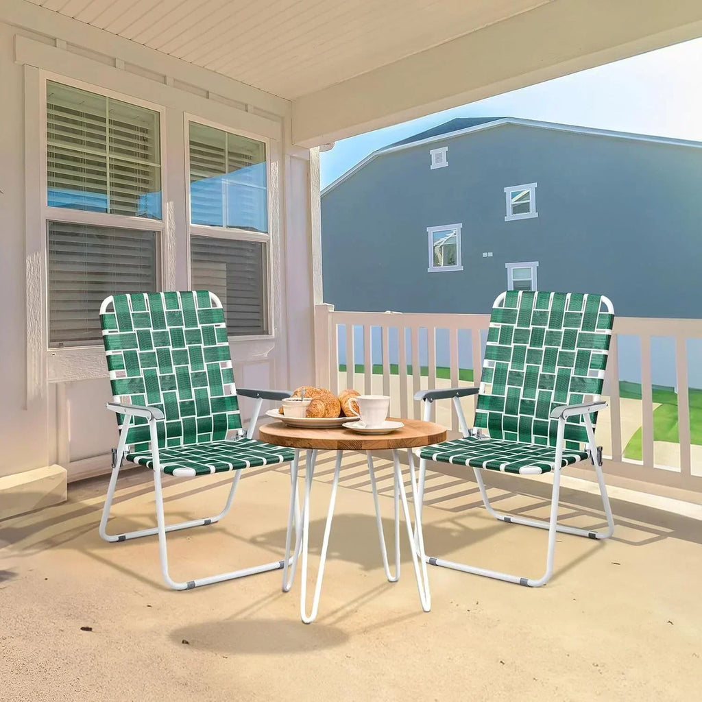 VINGLI Patio Lawn Webbed Folding Chairs Set of 2 Outdoor Beach Portable Lawn Chair wourant