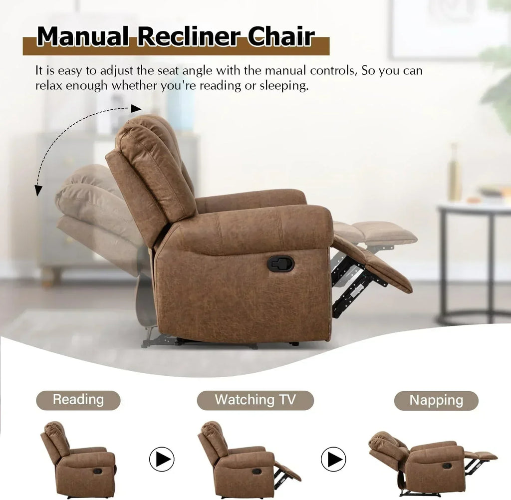Leather recliner classic traditional manual recliner single sofa for living room wourant