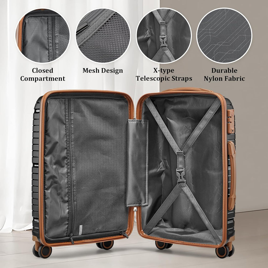 5-piece PP hardshell lightweight travel carry-on luggage set with dual spinner wheels wourant