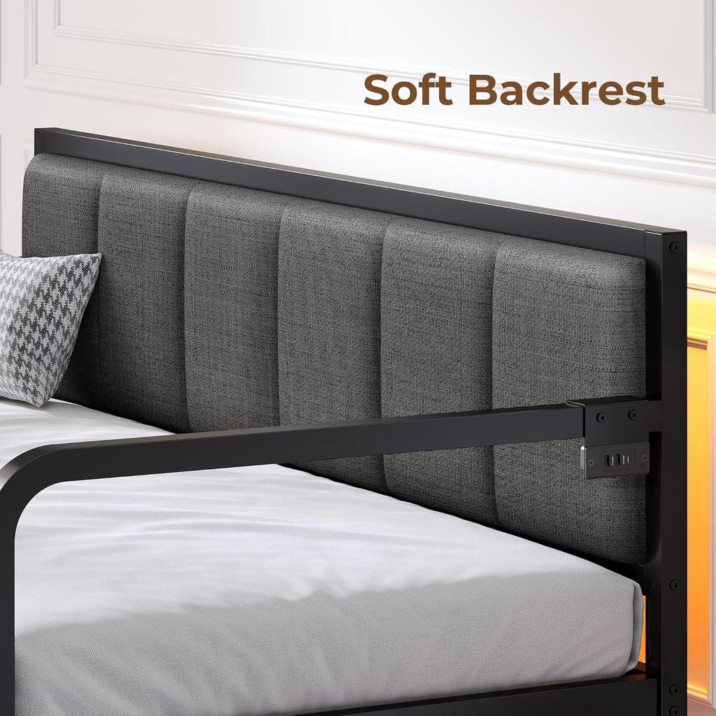 Rolanstar Daybed with Charging Station and LED Lights Height Adjustable Twin Daybed wourant