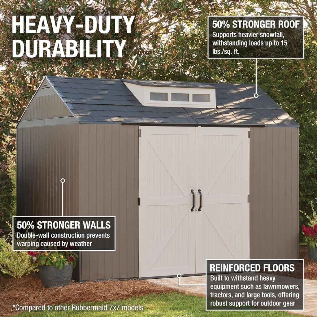 Rubbermaid Resin Outdoor Storage Shed With Floor Weather Resistant Gray Organization for Home wourant
