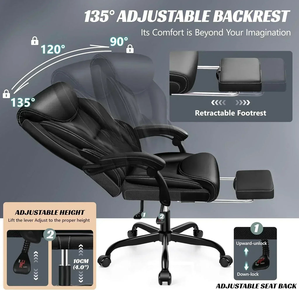 Office Chair Large High-Foot Computer Desk Chair Chair Lumbar Support Rotating Computer Chair wourant