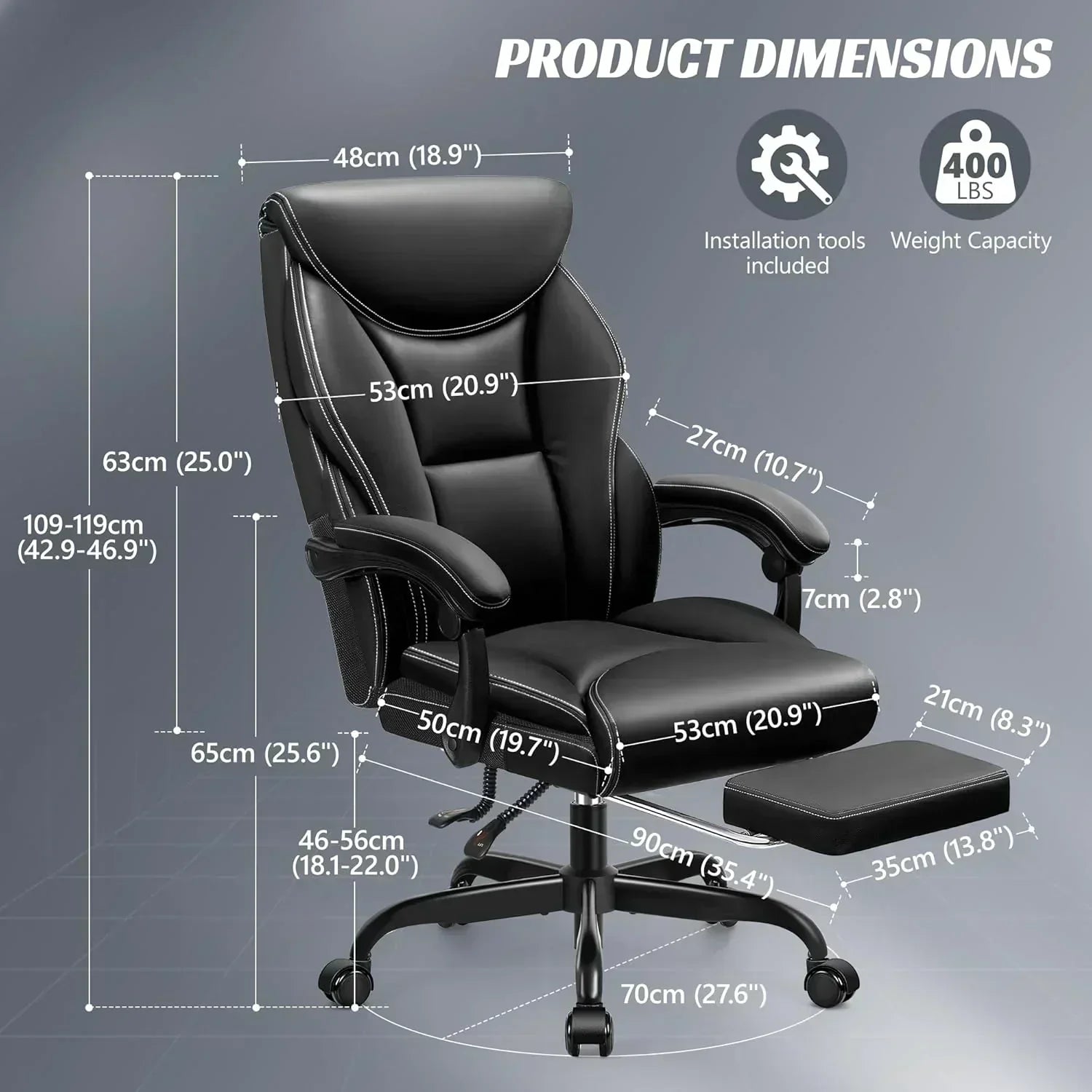 Office Chair Large High-Foot Computer Desk Chair Chair Lumbar Support Rotating Computer Chair wourant