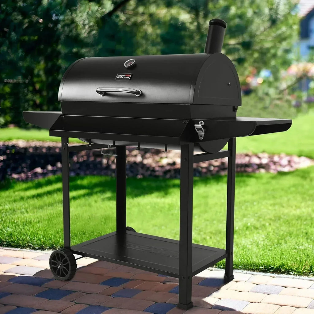 Royal Gourmet CC1830T 30-Inch Barrel Charcoal Grill Warming Rack Front Storage Basket BBQ Grill wourant