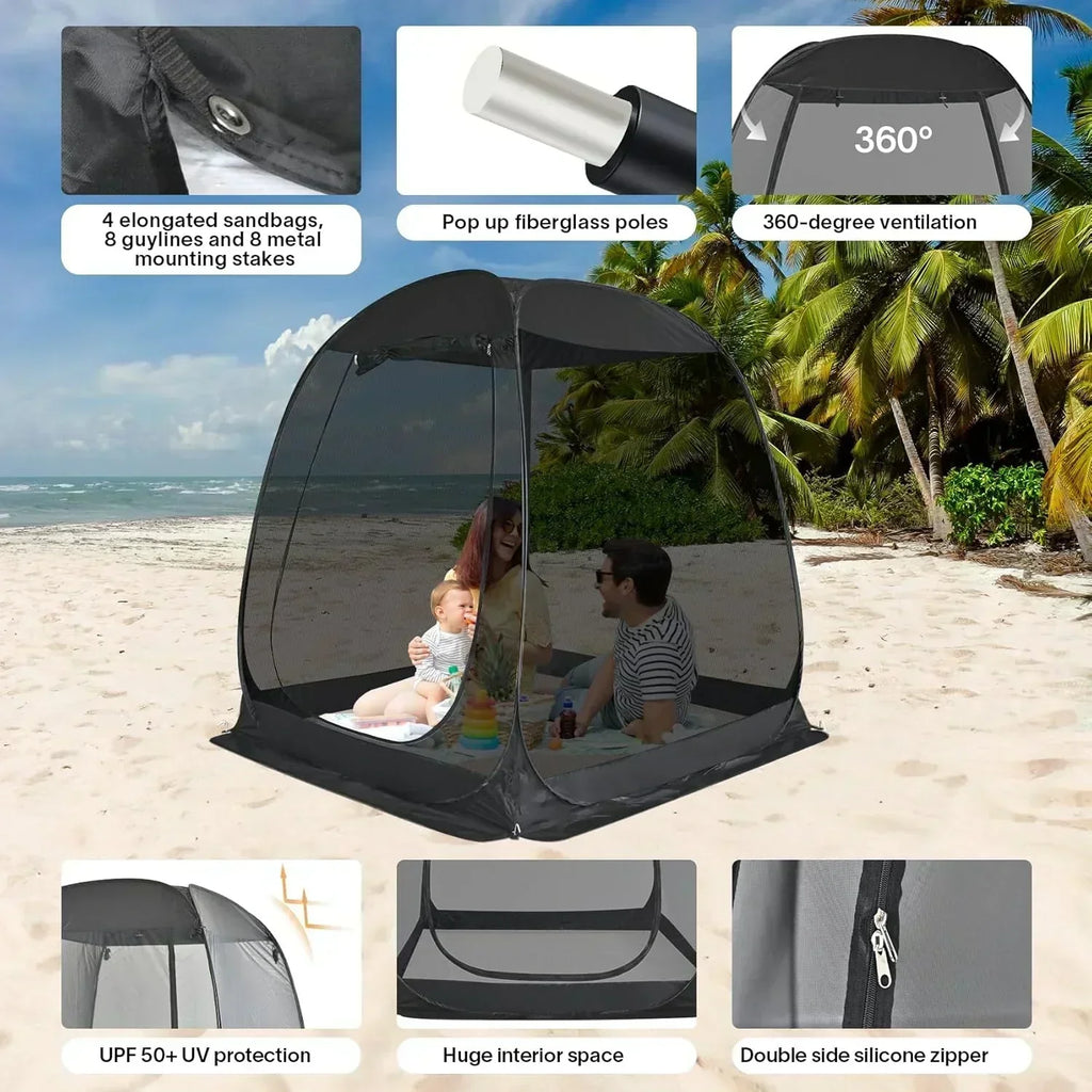 Screen gazebo sleeps 6-10-15 people Igloo-style canopy tent mosquito net on the sides Perfect wourant