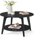 VASAGLE Round Coffee Table 2 Tier Coffee Table with Storage for Living Room 31.5 x 17.7 Inches wourant