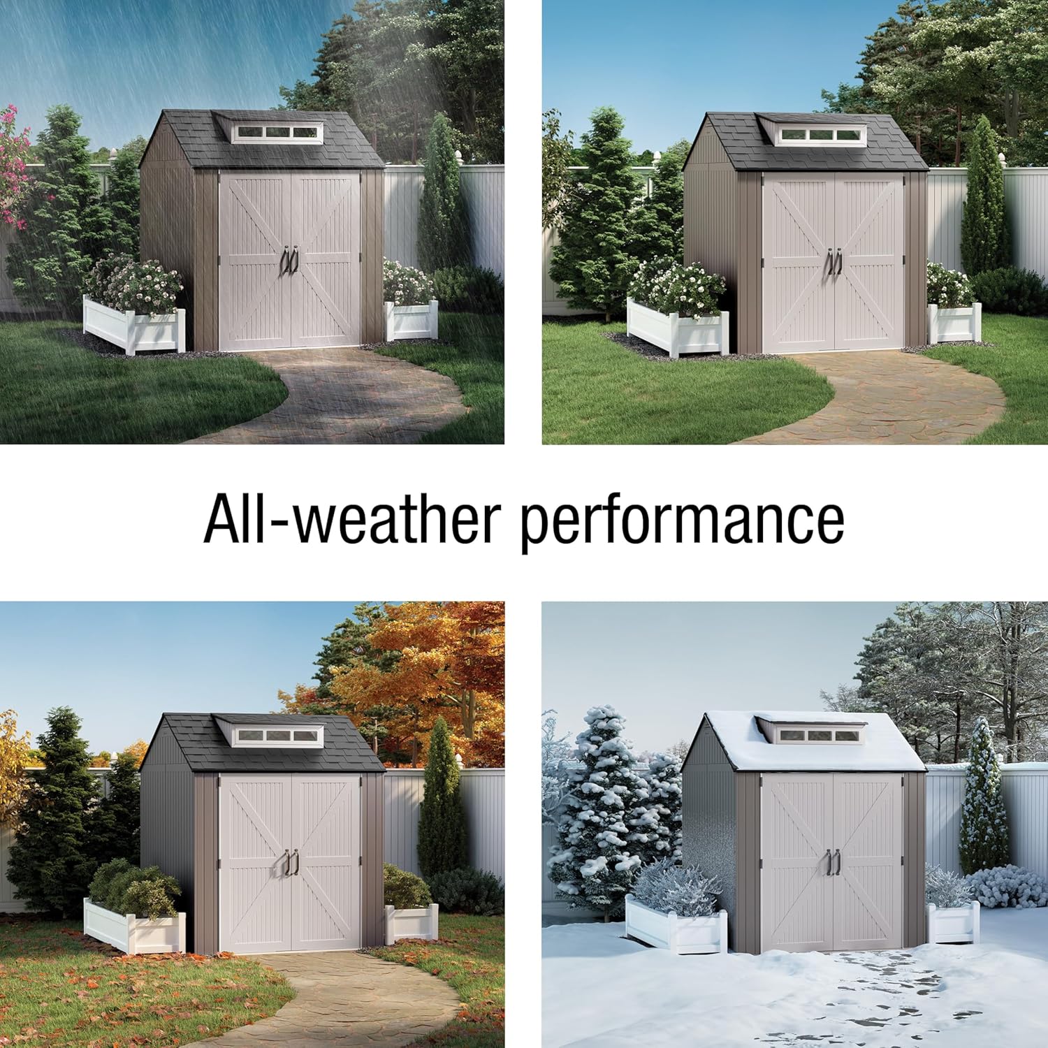 Rubbermaid Resin Outdoor Storage Shed With Floor Weather Resistant Gray Organization for Home wourant