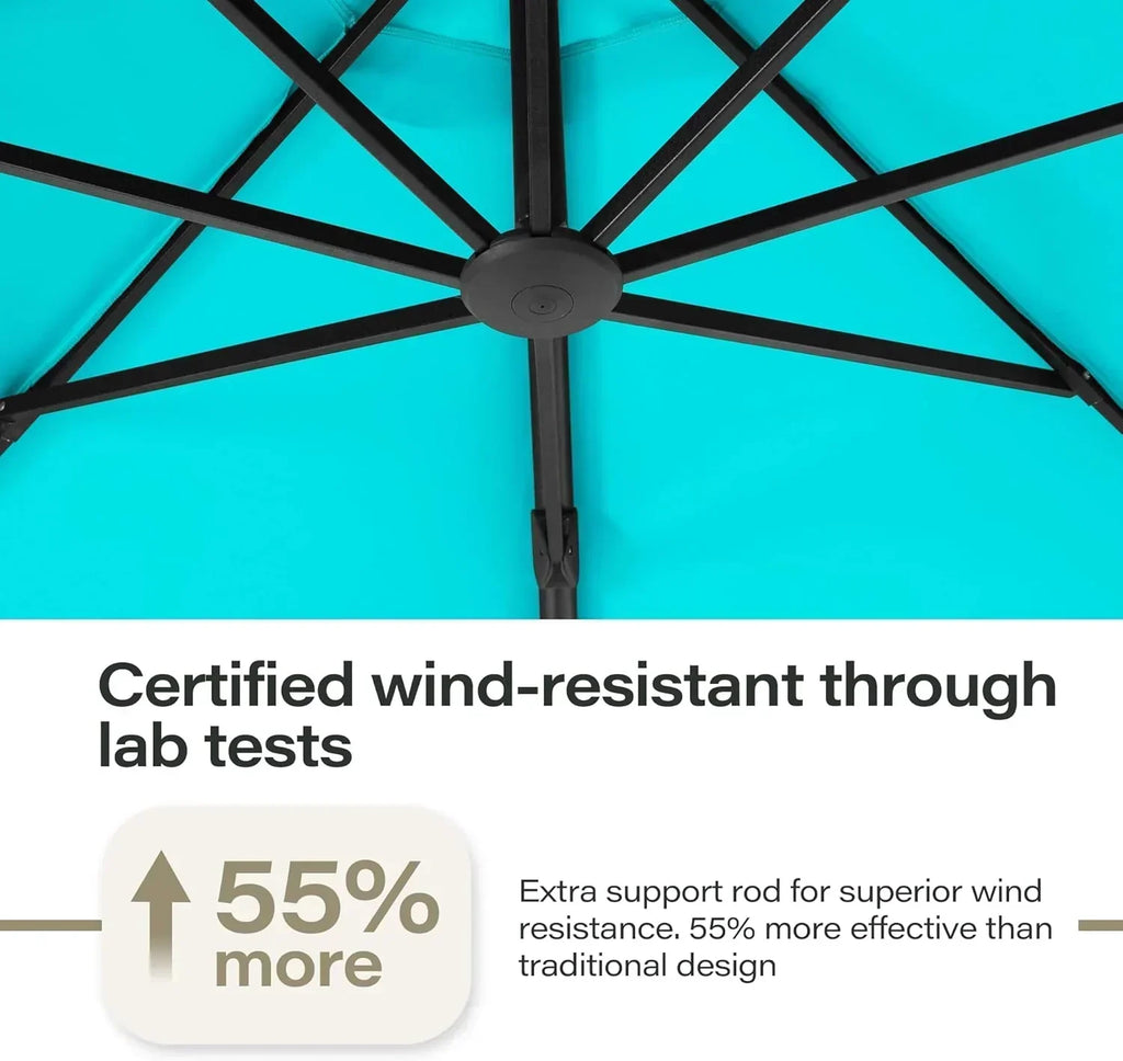LAUSAINT HOME Outdoor Patio Umbrella with Base included 11 FT Deluxe Curvy Cantilever Umbrella wourant