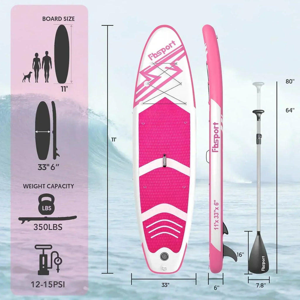 FBSPORT 11' Premium Stand Up Paddle Board Yoga Board with Durable SUP Accessories Carry Bag wourant